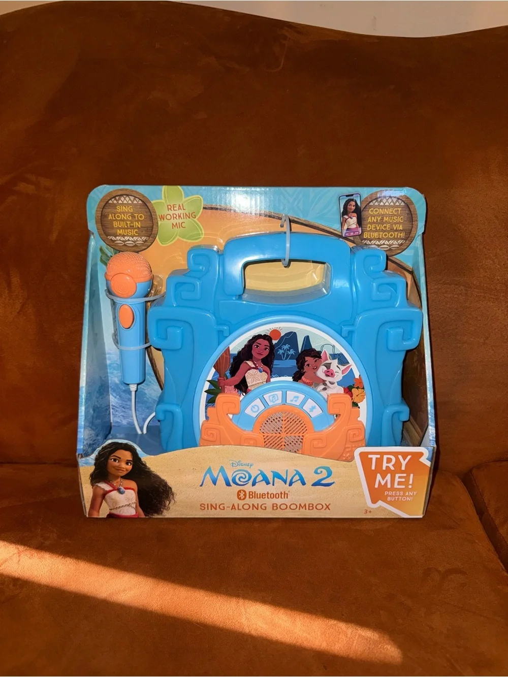 Disney Moana 2 Blue and Orange Sing-Along Boombox with Microphone